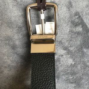 Coach men convertible black brown leather belt OS